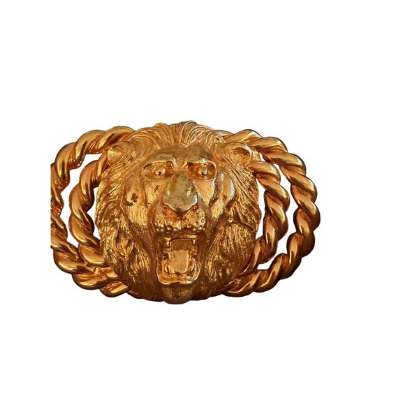 Mimi Di N Womens Gold Lion Head Belt One Size Signed Adjustable Statement Rare main image 8